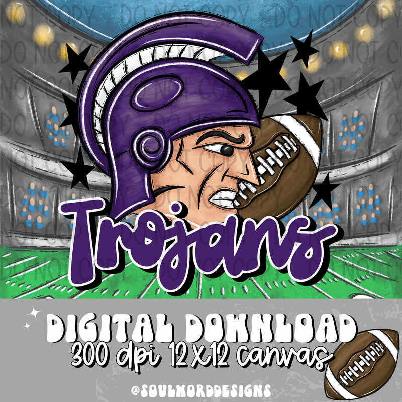 Trojans Mascot Purple - DIGITAL DOWNLOAD