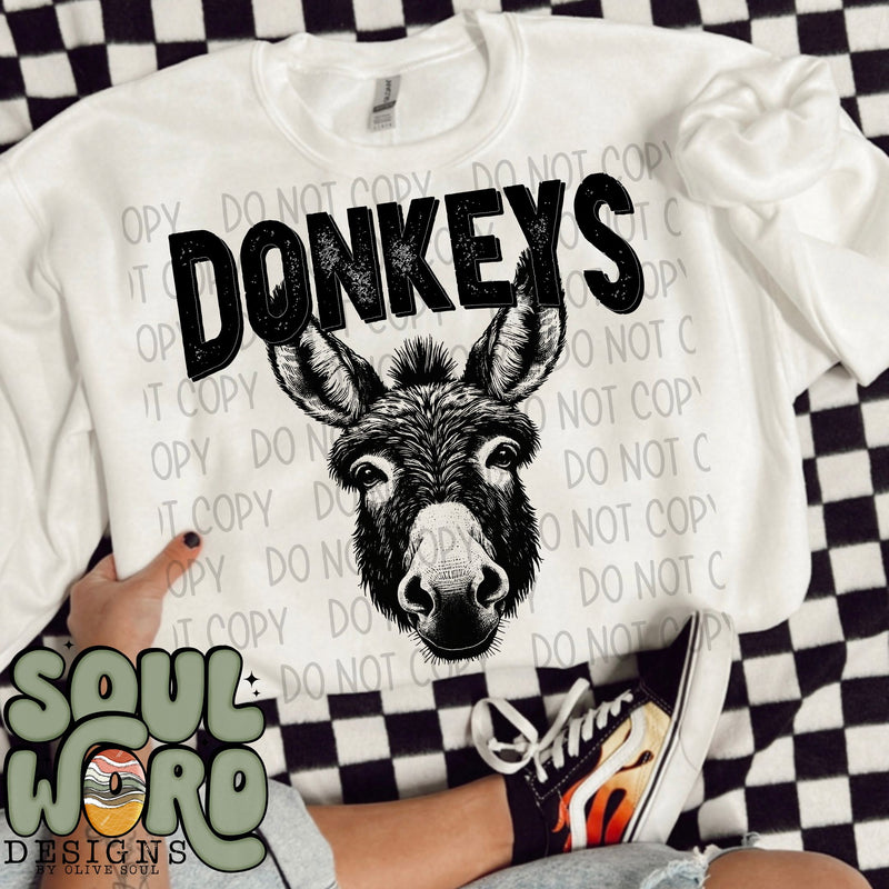 Donkeys Mascot Black & White - DIGITAL DOWNLOAD