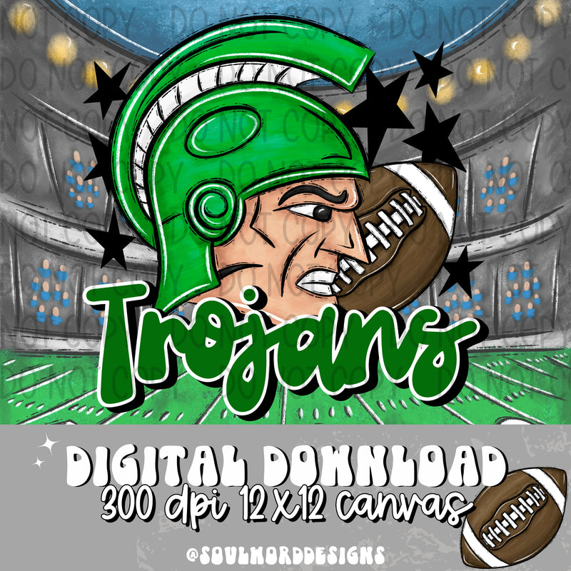 Trojans Mascot Green - DIGITAL DOWNLOAD