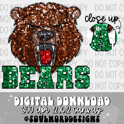 Brown Bears Sequin Mascot - DIGITAL DOWNLOAD