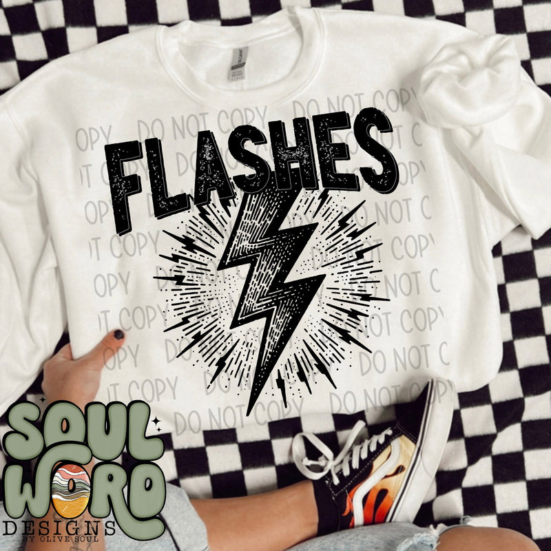 Flashes Mascot Black & White - DIGITAL DOWNLOAD