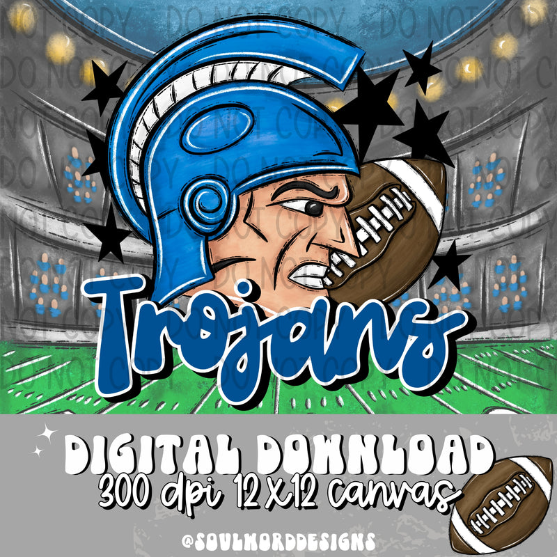 Trojans Mascot Royal Blue - DIGITAL DOWNLOAD