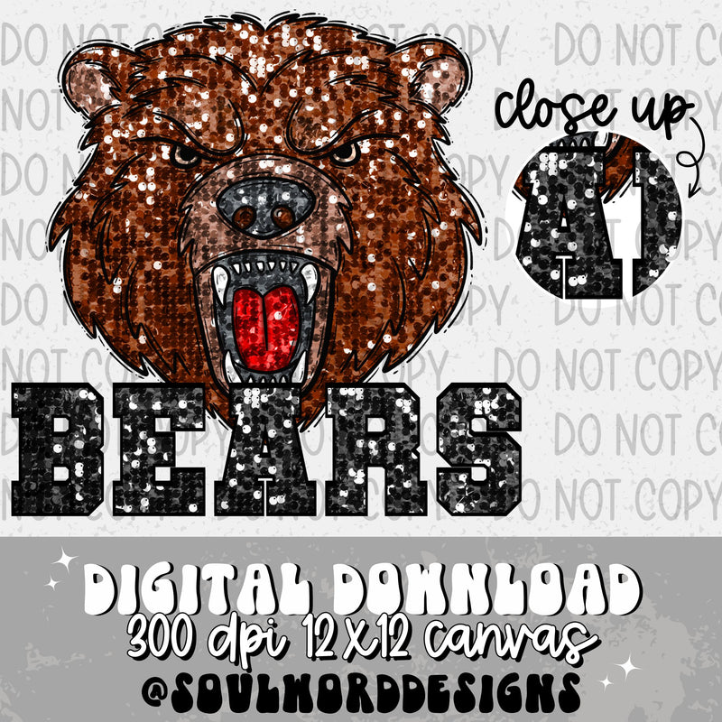 Brown Bears Sequin Mascot - DIGITAL DOWNLOAD