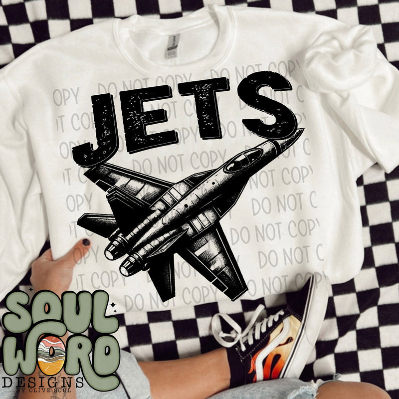 Jets Mascot Black & White - DIGITAL DOWNLOAD