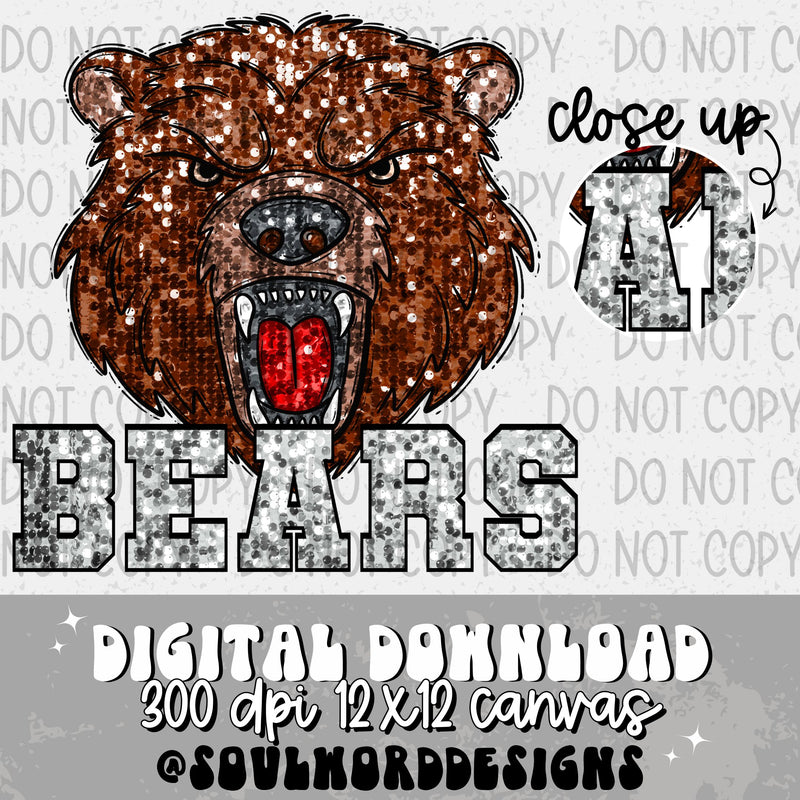 Brown Bears Sequin Mascot - DIGITAL DOWNLOAD