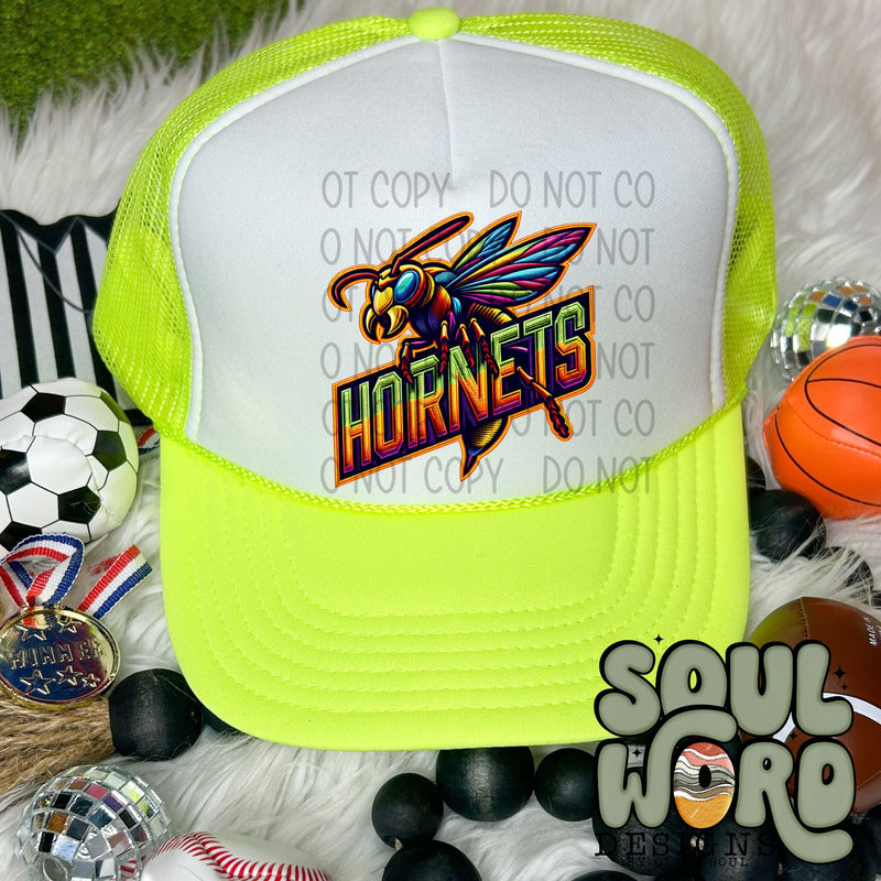 Neon Hat Patch Faux Embroidered Hornets Mascot - DIGITAL DOWNLOAD