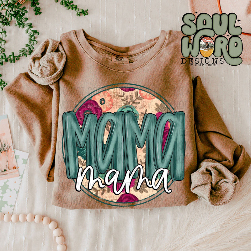 Mama Floral Teal  - DIGITAL DOWNLOAD