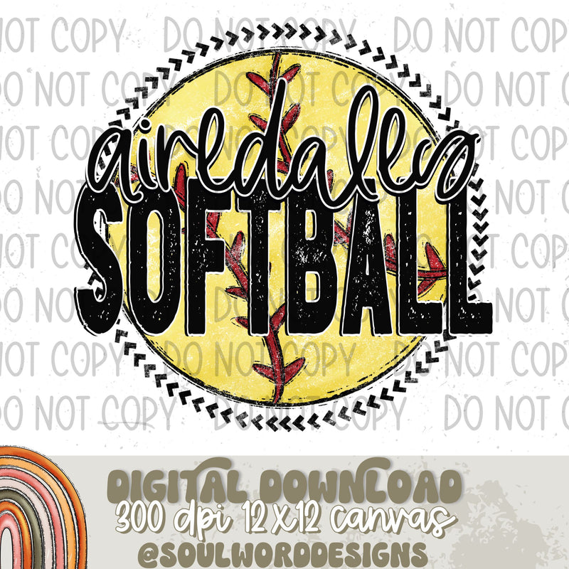 Airedales Softball Circle Mascot - DIGITAL DOWNLOAD