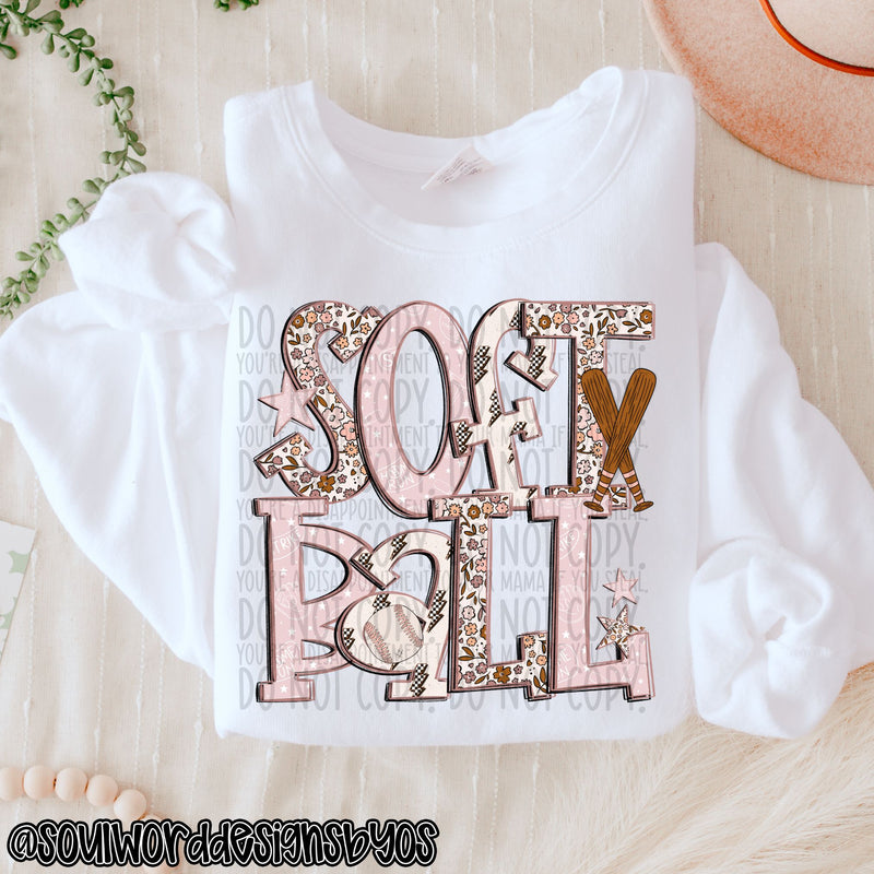 Softball Doodle - DIGITAL DOWNLOAD