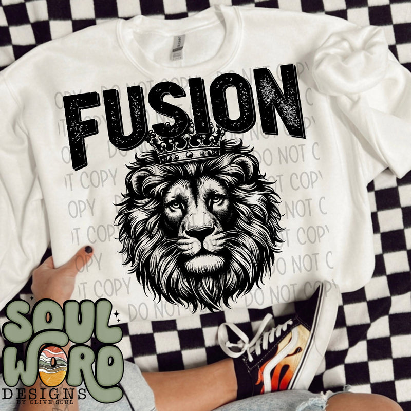 Fusion Lion Mascot Black & White - DIGITAL DOWNLOAD