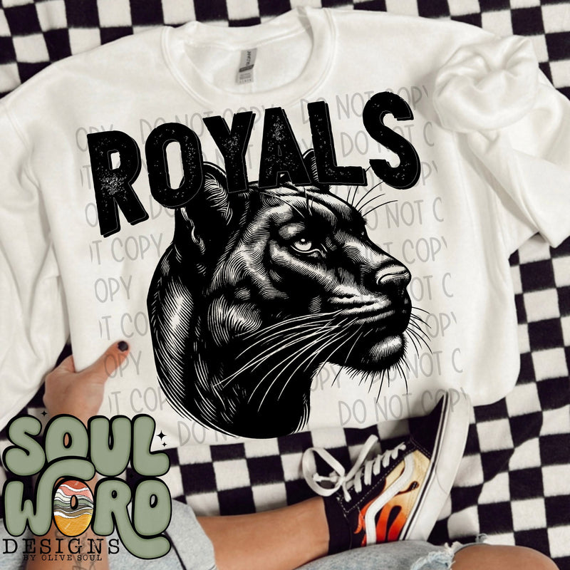 Royals Panther Profile Mascot Black & White - DIGITAL DOWNLOAD