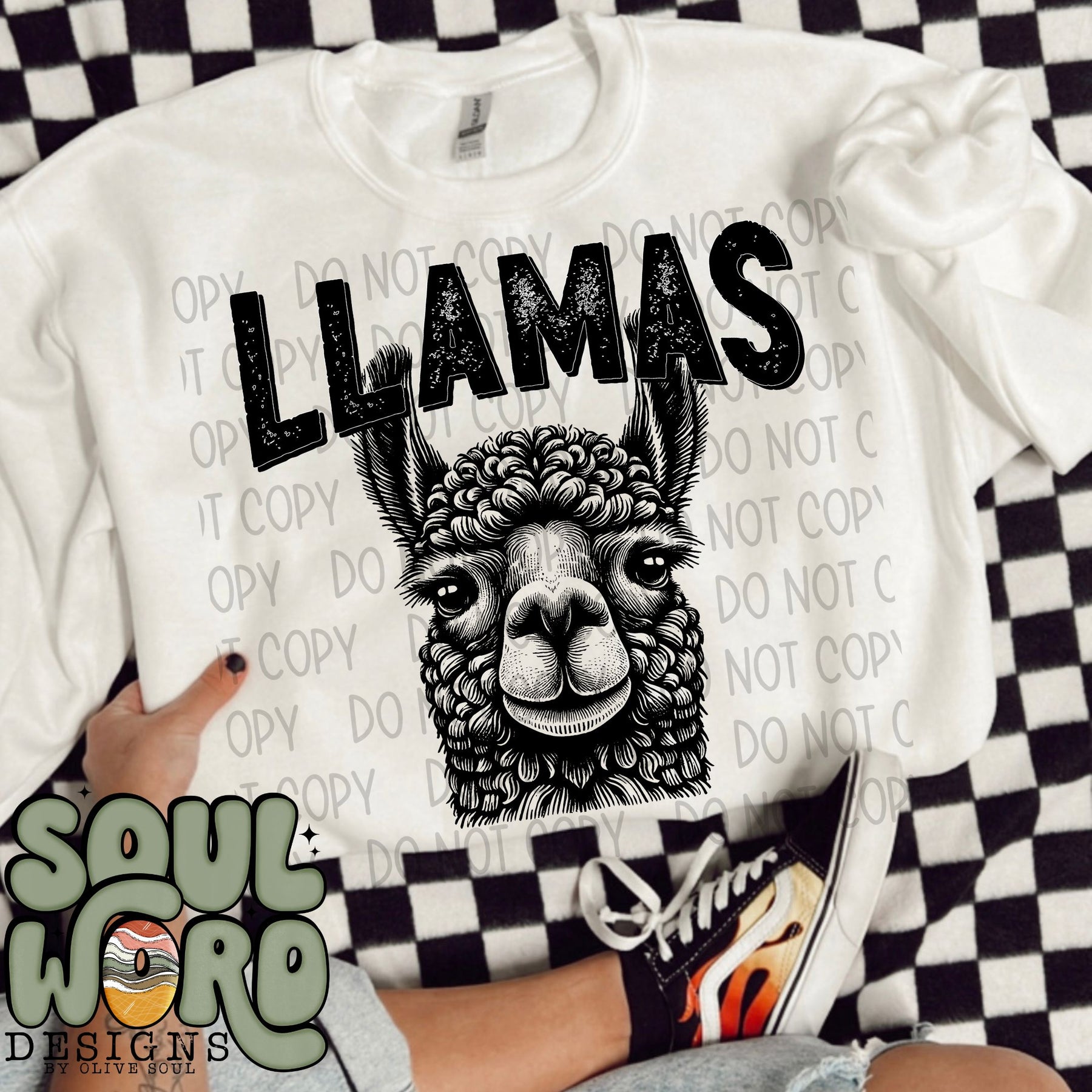 Llamas Mascot Black & White - DIGITAL DOWNLOAD – Olive Soul