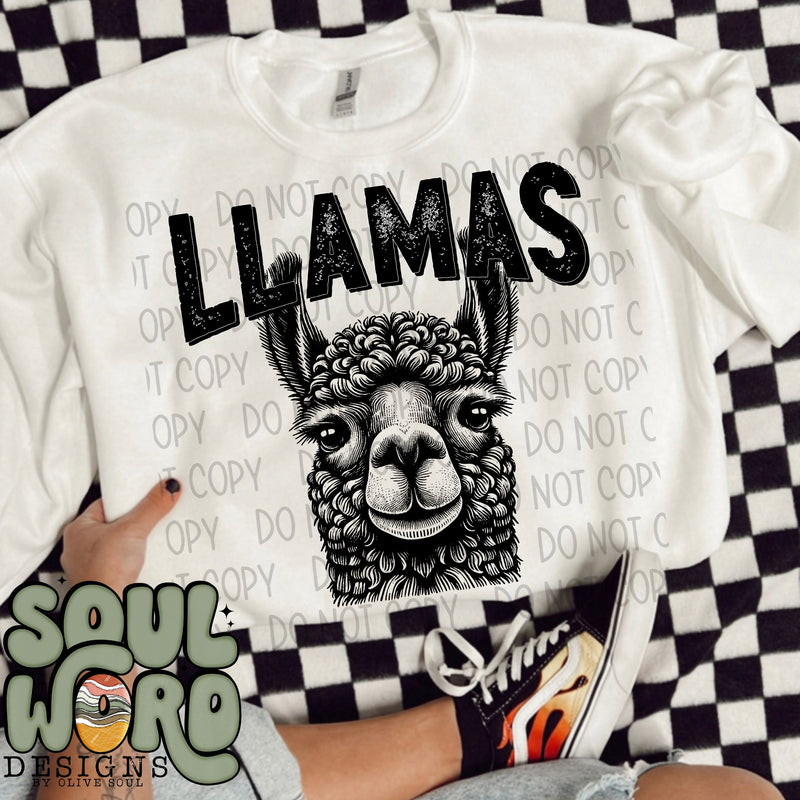 Llamas Mascot Black & White - DIGITAL DOWNLOAD