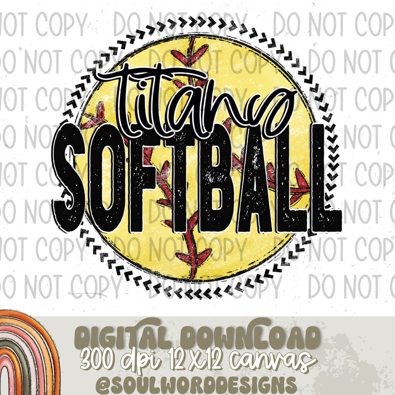 Titans Softball Circle Mascot - DIGITAL DOWNLOAD
