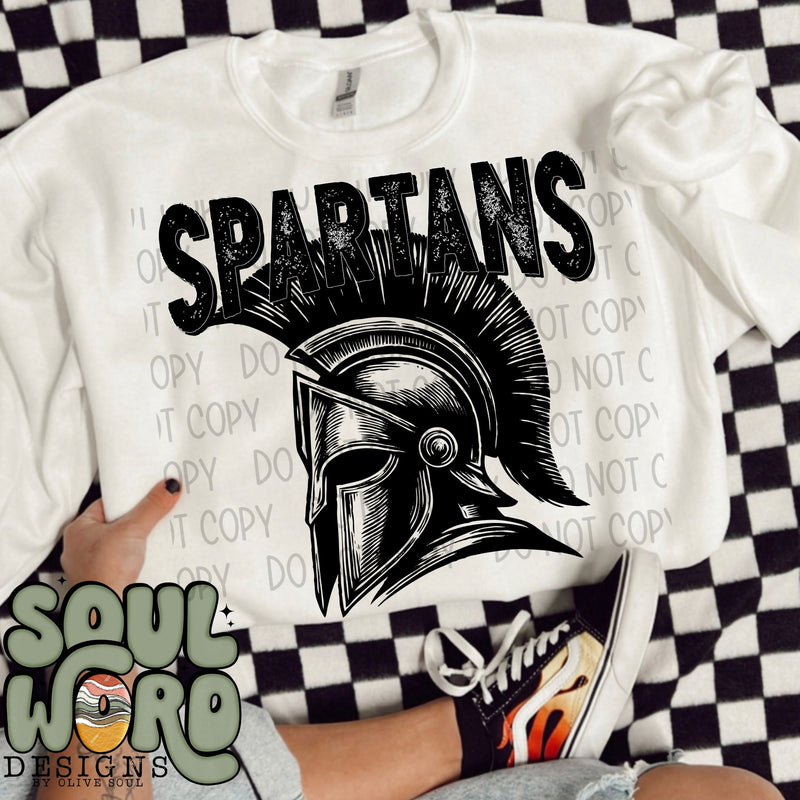Spartans Mascot Black & White - DIGITAL DOWNLOAD