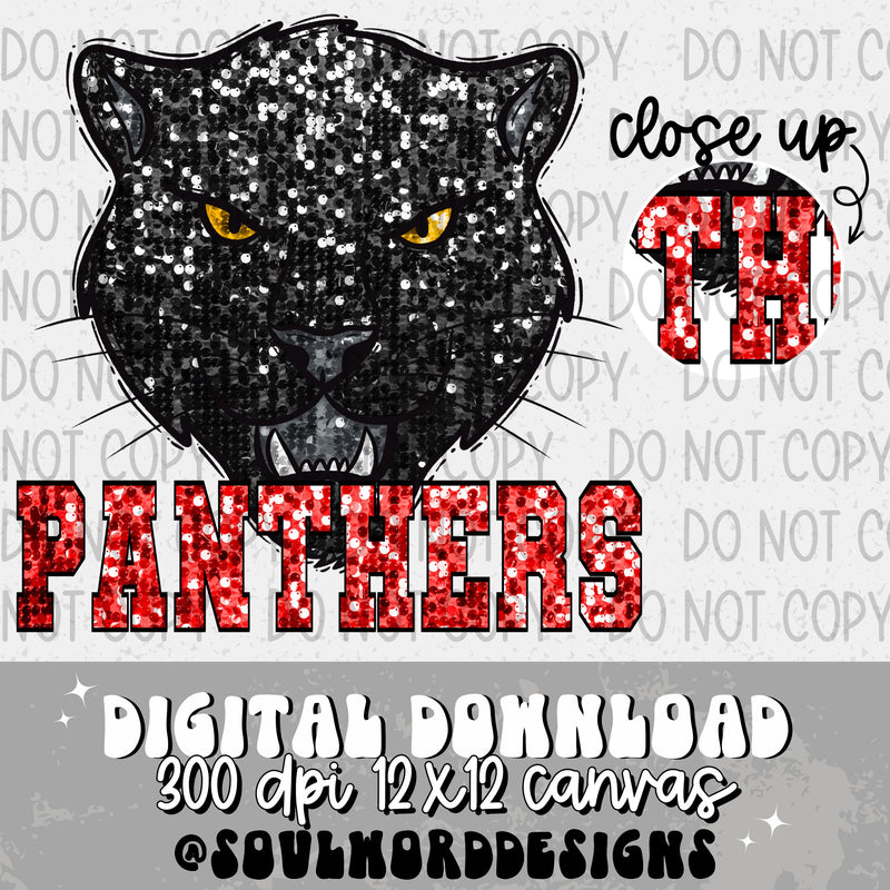 Panthers Sequin Mascot - DIGITAL DOWNLOAD