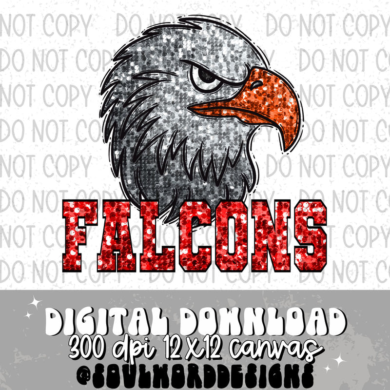 Falcons Sequin Mascot - DIGITAL DOWNLOAD