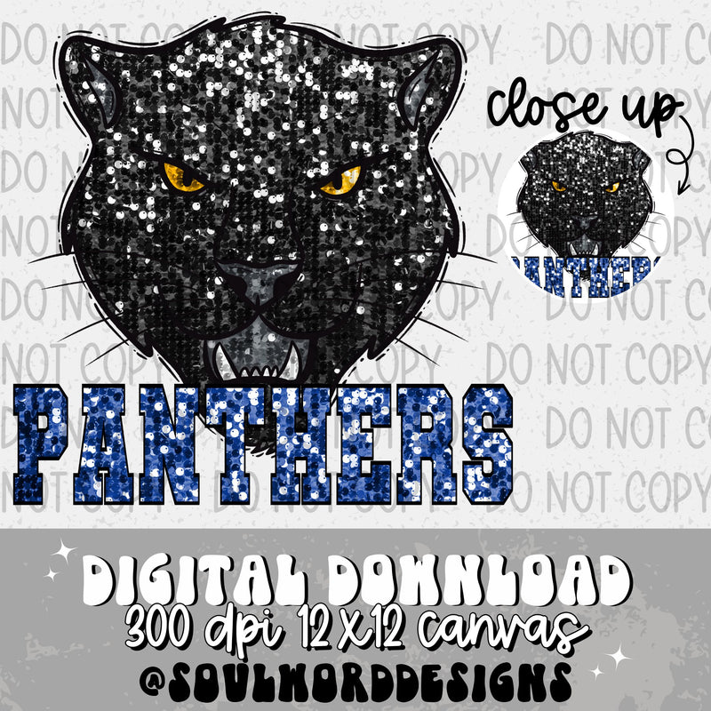 Panthers Sequin Mascot - DIGITAL DOWNLOAD