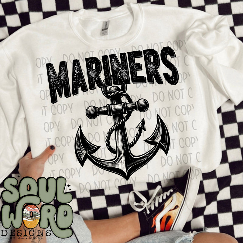 Mariners Anchor Mascot Black & White - DIGITAL DOWNLOAD