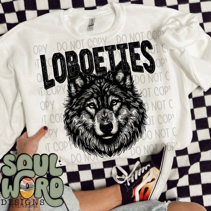Loboettes Mascot Black & White - DIGITAL DOWNLOAD
