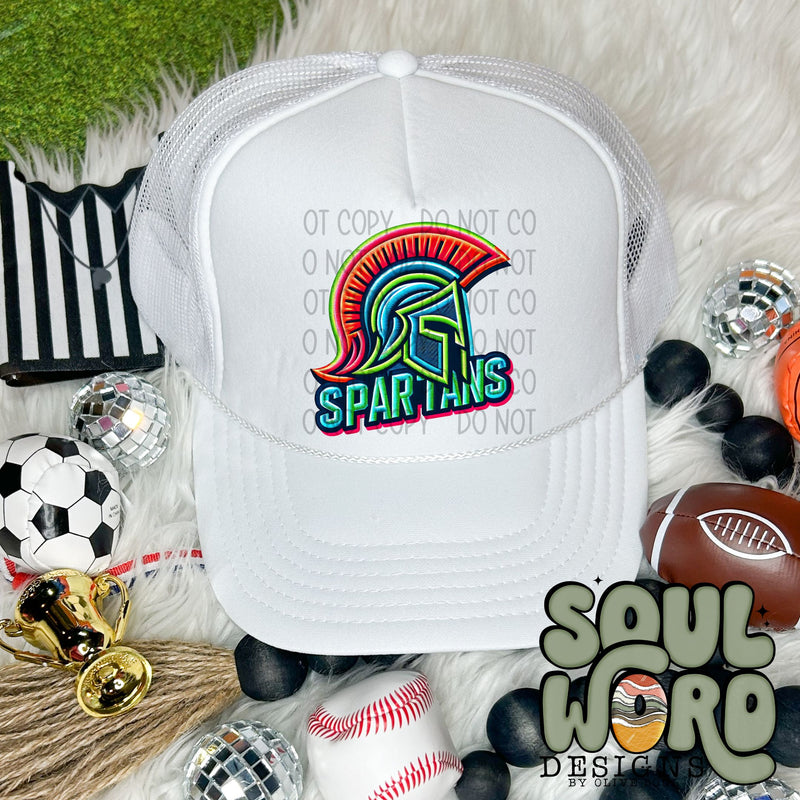 Neon Hat Patch Faux Embroidered Spartans Mascot - DIGITAL DOWNLOAD