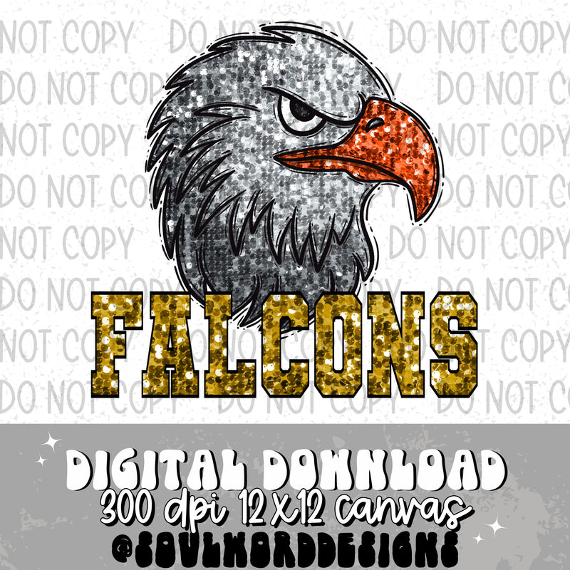 Falcons Sequin Mascot - DIGITAL DOWNLOAD
