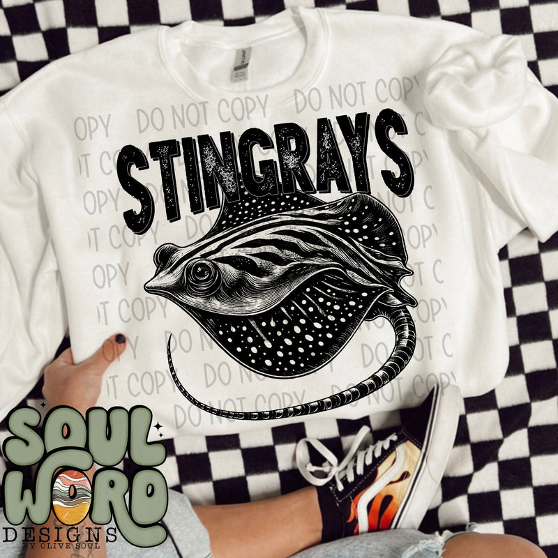 Stingrays Mascot Black & White - DIGITAL DOWNLOAD