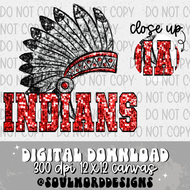 Indians Head Dress Sequin Mascot - DIGITAL DOWNLOAD