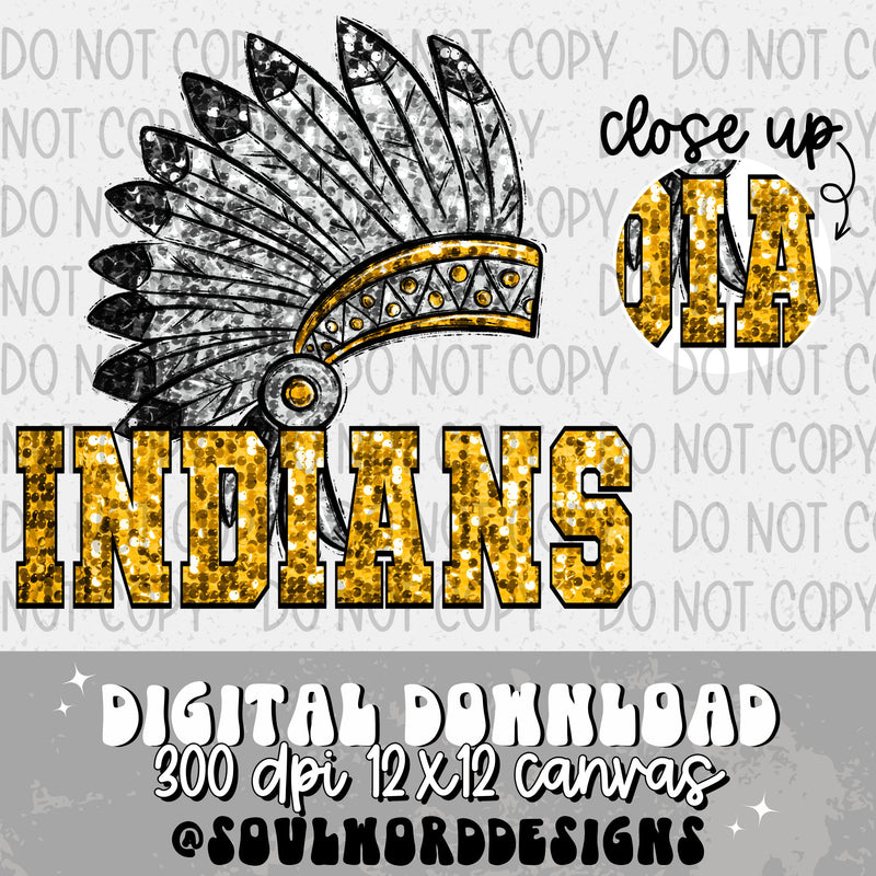 Indians Head Dress Sequin Mascot - DIGITAL DOWNLOAD