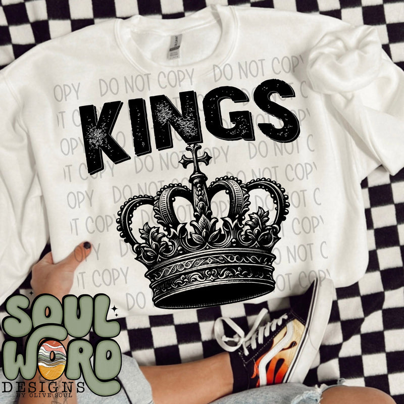 Kings Crown Mascot Black & White - DIGITAL DOWNLOAD