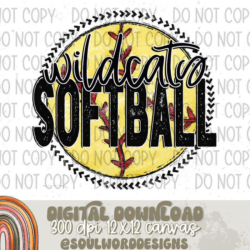 Wildcats Softball Circle Mascot - DIGITAL DOWNLOAD