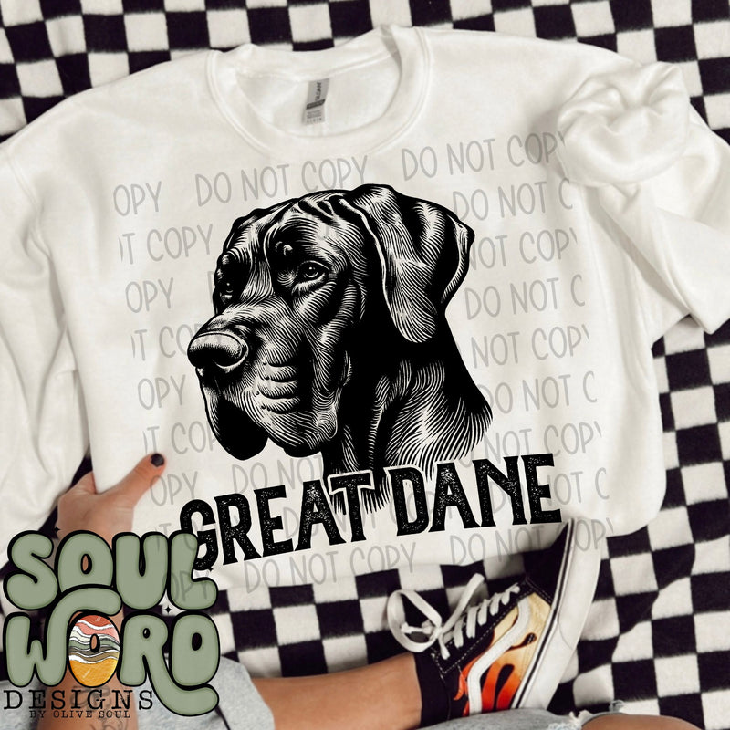 Great Dane Dog Portrait Single Color - DIGITAL DOWNLOAD