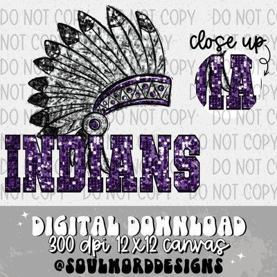 Indians Head Dress Sequin Mascot - DIGITAL DOWNLOAD