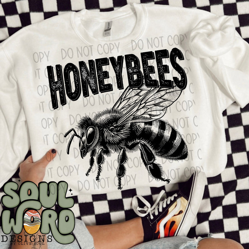 Honeybees Mascot Black & White - DIGITAL DOWNLOAD