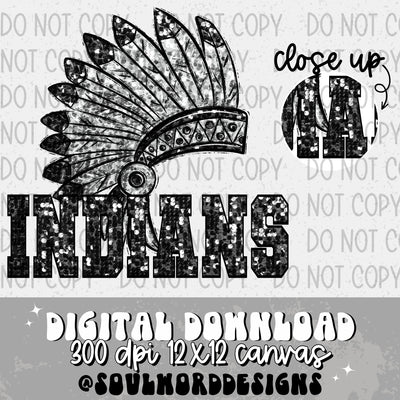 Indians Head Dress Sequin Mascot - DIGITAL DOWNLOAD