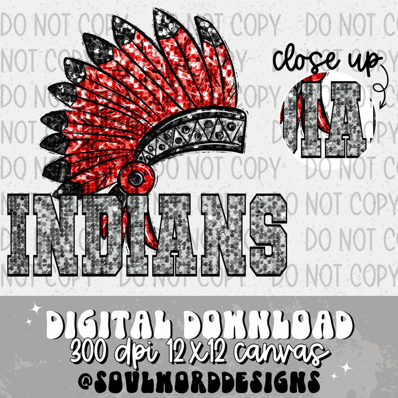 Indians Head Dress Sequin Mascot - DIGITAL DOWNLOAD