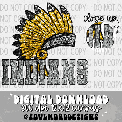 Indians Head Dress Sequin Mascot - DIGITAL DOWNLOAD