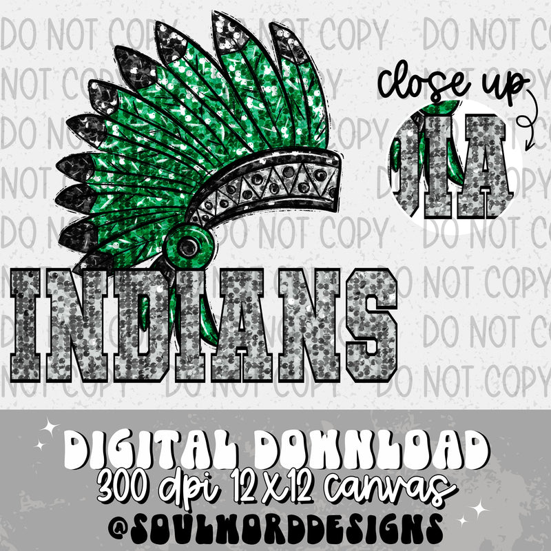 Indians Head Dress Sequin Mascot - DIGITAL DOWNLOAD