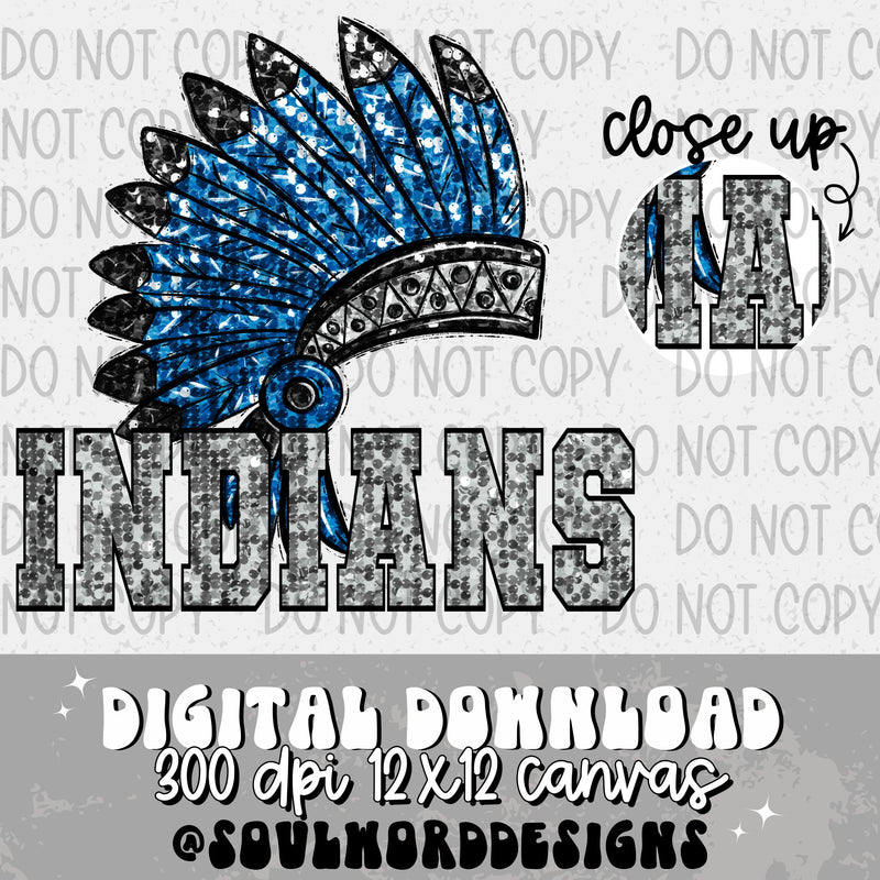 Indians Head Dress Sequin Mascot - DIGITAL DOWNLOAD