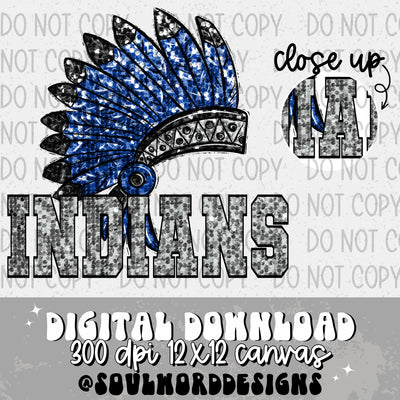 Indians Head Dress Sequin Mascot - DIGITAL DOWNLOAD