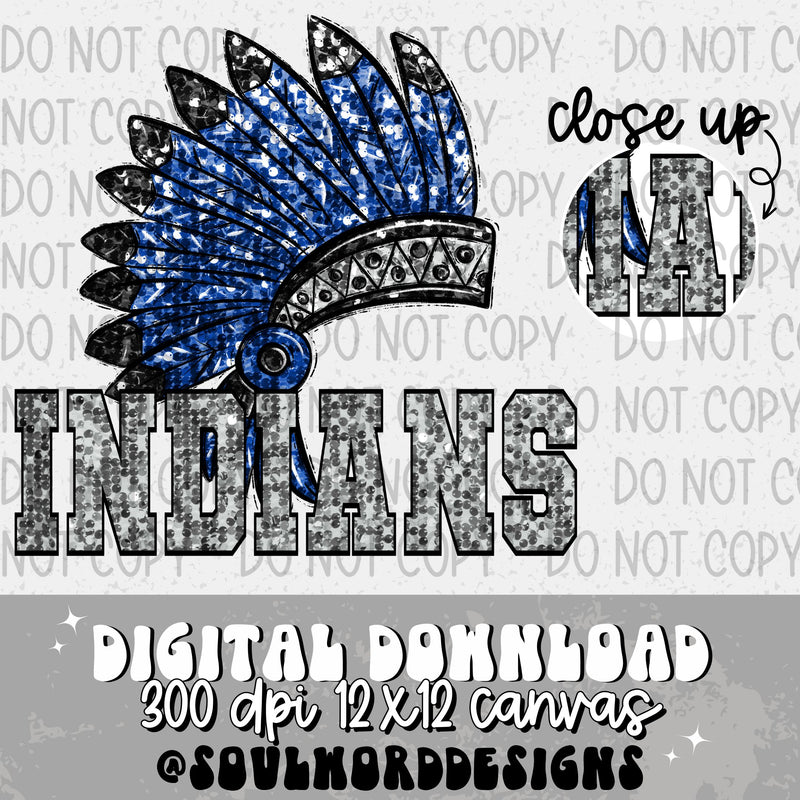 Indians Head Dress Sequin Mascot - DIGITAL DOWNLOAD