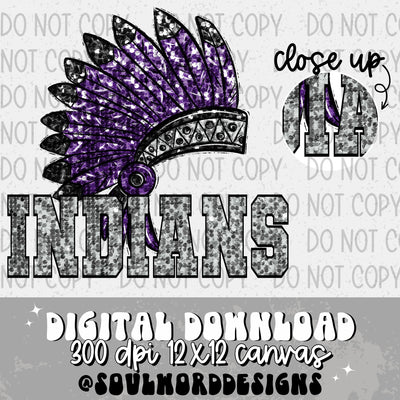 Indians Head Dress Sequin Mascot - DIGITAL DOWNLOAD