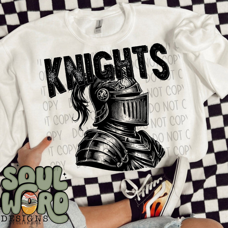 Knights Mascot Black & White - DIGITAL DOWNLOAD