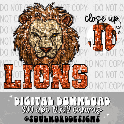 Lions Sequin Mascot - DIGITAL DOWNLOAD