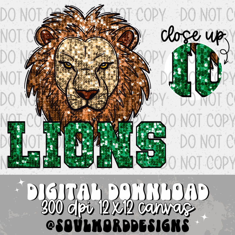 Lions Sequin Mascot - DIGITAL DOWNLOAD