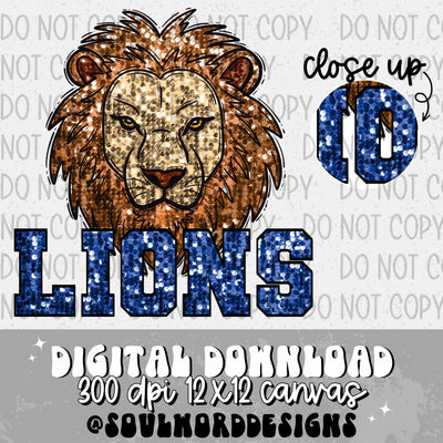 Lions Sequin Mascot - DIGITAL DOWNLOAD