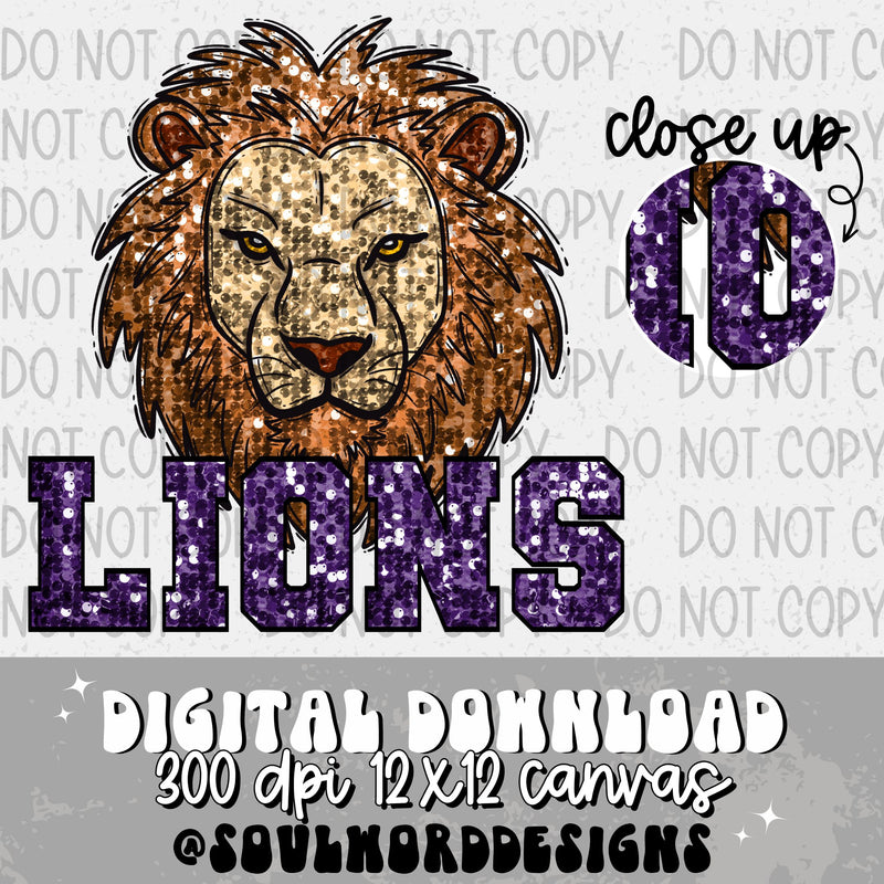 Lions Sequin Mascot - DIGITAL DOWNLOAD