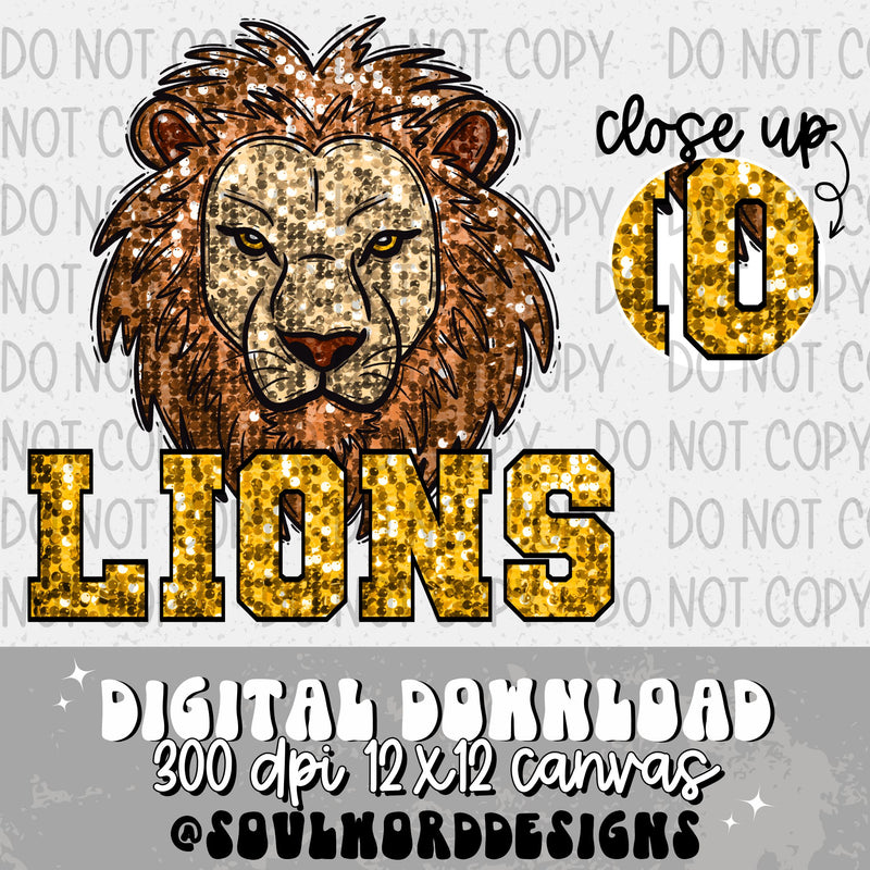 Lions Sequin Mascot - DIGITAL DOWNLOAD