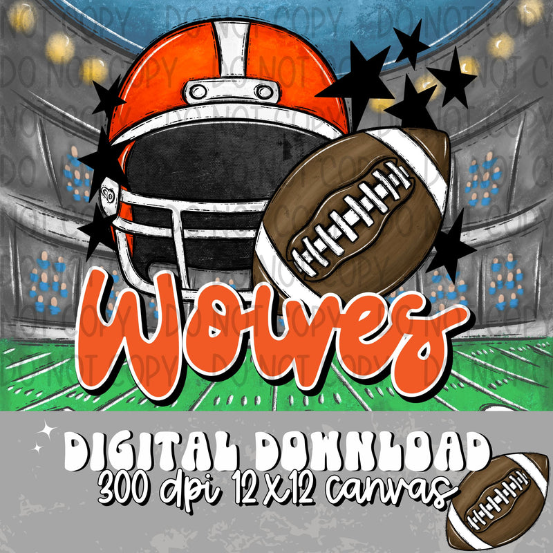 Wolves Football Helmet Orange - DIGITAL DOWNLOAD