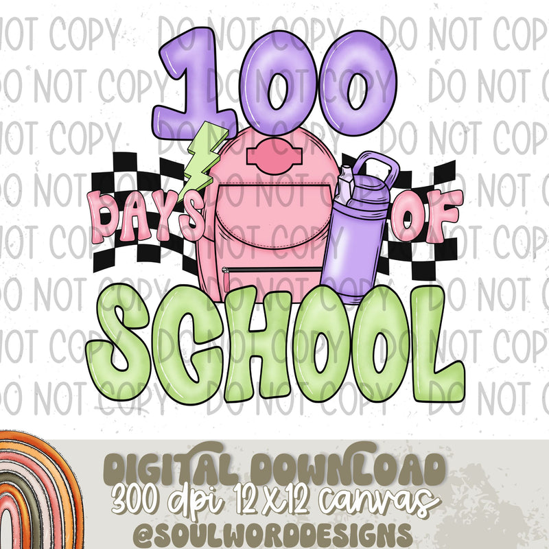 100 Days Of School Backpack Pink - DIGITAL DOWNLOAD